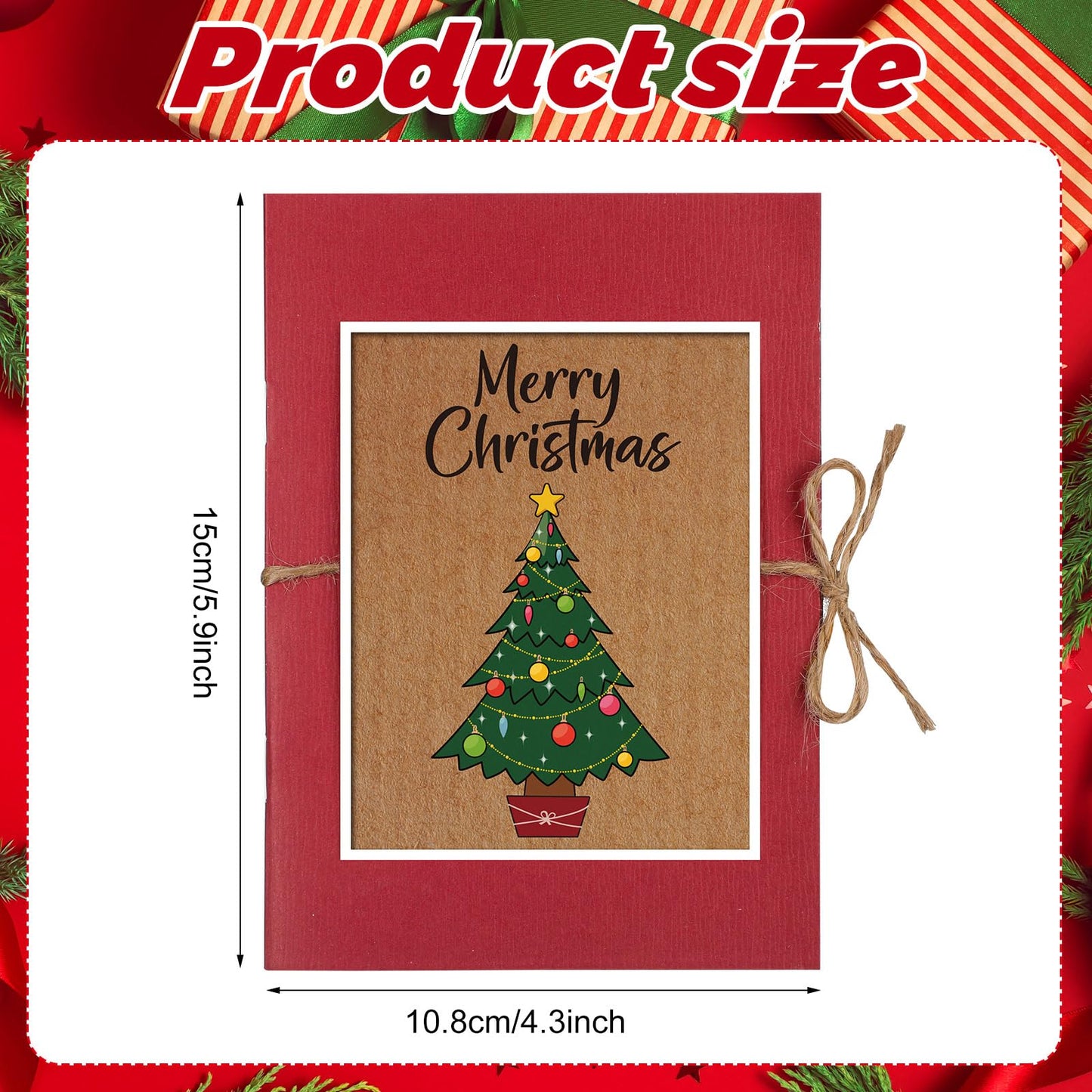 Engrowtic Christmas Gift Card Book 5 Slots Gift Postcard Sleeves Christmas Tree Money Holder Envelope Booklet for Cash Xmas Party Supplies for Teacher Office Employee Appreciation