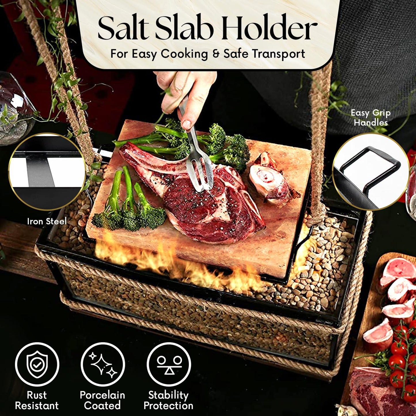 UMAID Himalayan Salt Block Cooking Plate 12x8x1.5 – Food Grade Pink Himalayan Salt Stone for Cooking, Grilling, Serving & Cutting – Includes Steel Tray & Grilling Recipe Booklet – Unique Gifts for Men & Dad Gifts for Fathers Day