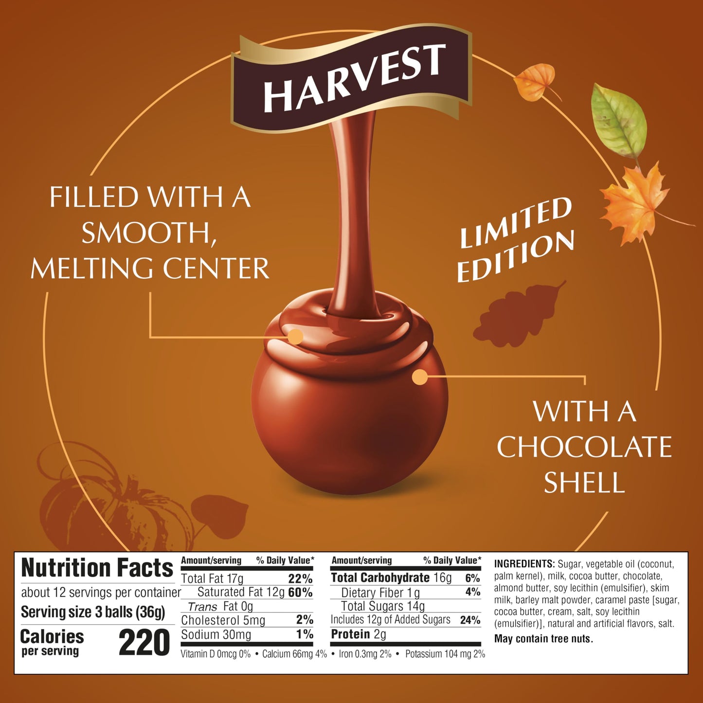 Lindt LINDOR Harvest Milk Assorted Chocolate Candy Truffles, Chocolates with Smooth, Melting Truffle Center, 15.2 oz. Bag