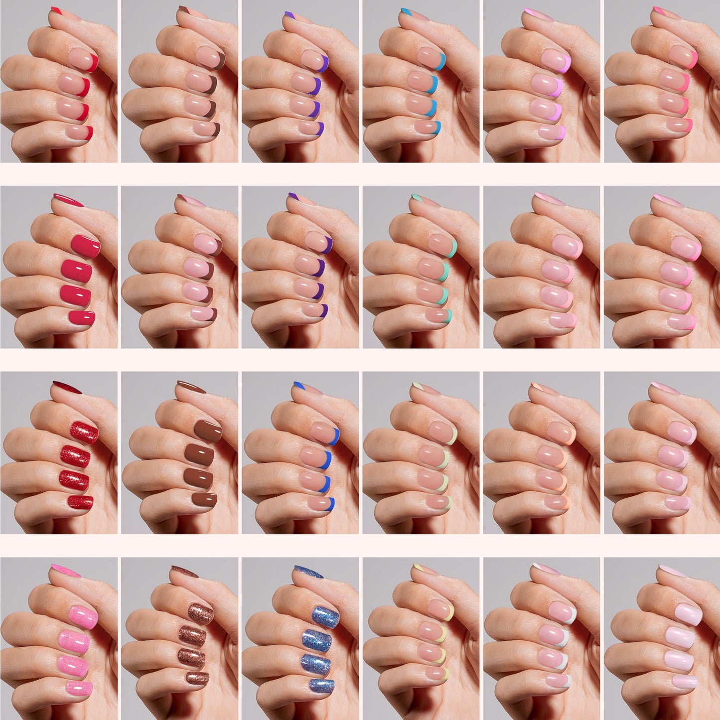 Beetles Press on Nails Kit 720Pcs 24 Colors, Press on Nails Short Almond Glossy Matte Glitter With Nail Glue & Nail Tabs Stickers, Natural Fit Lightweight Fake Nails Kit Art For Women Girls