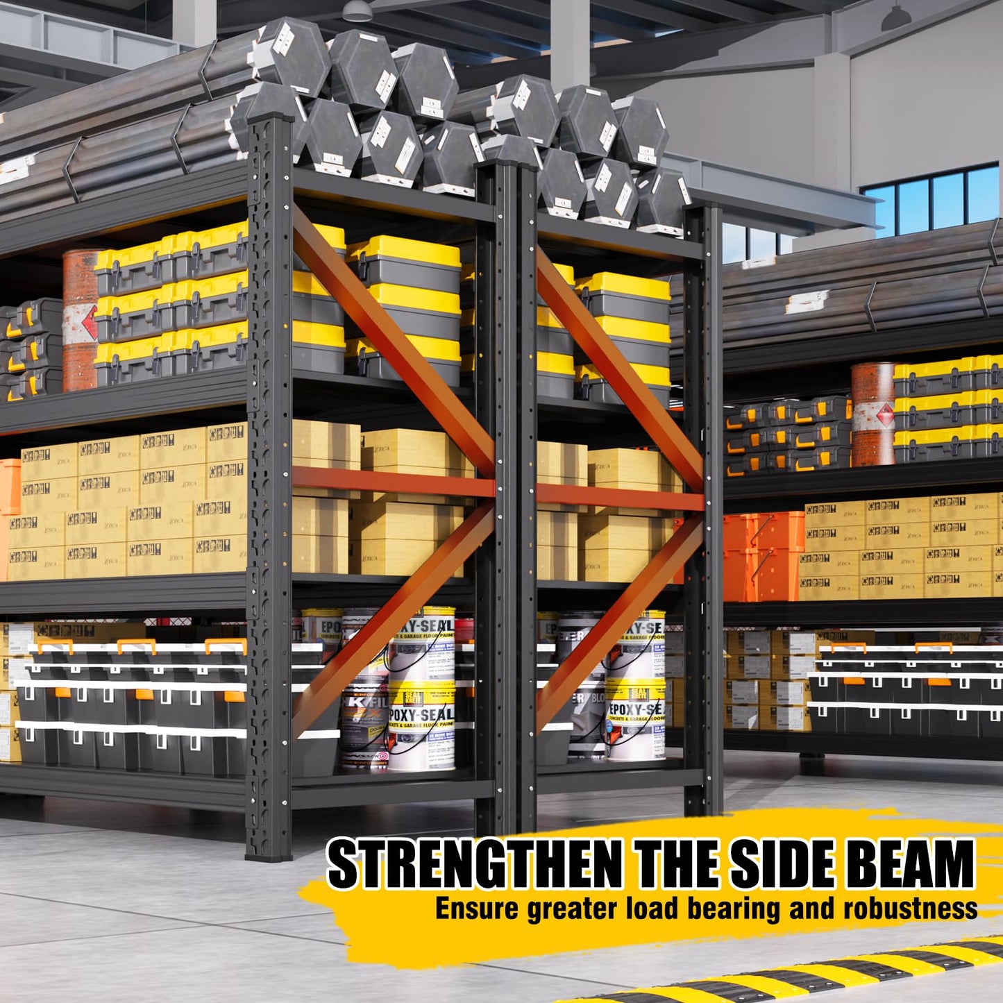 AXASIIO 5000LBS Heavy Duty Storage Shelves, 59"W Adjustable Garage Shelving Unit, Rust Proof Large Metal Storage Rack, 20"Dx59"Wx54.3"H Industrial Shelving for Warehouse, Basement, Shop, Supermarket
