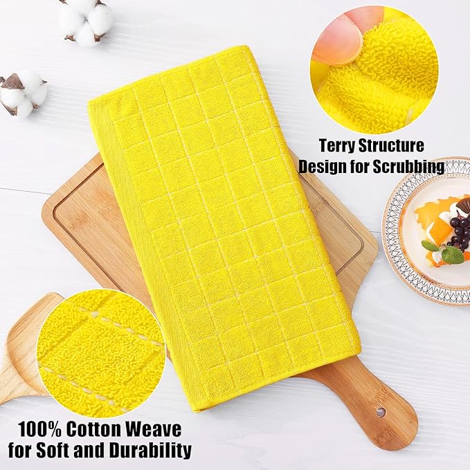 Homaxy 100% Cotton Terry Kitchen Dish Cloths, Ultra Soft and Absorbent Dish