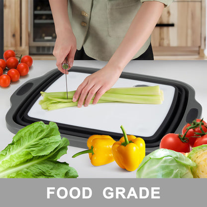 Tiawudi Large Collapsible BBQ Prep Tub with Lid(4.22 Gal/16L), Foldable Camping Sink with Colander, Cutting Board, Dish Basin for Kitchen, Bowl, Vegetable and Fruit, Storage Basket for Picnic