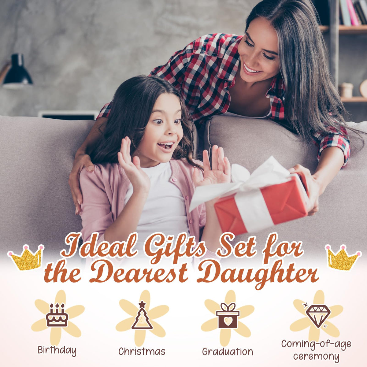 Gaillty 5 Pcs Gifts for Women, Inspirational to My Daughter Mothers Day Gift with Tote Bag, Makeup Bag, Notebook, Ballpoint Pen & Keychain Congratulations Graduation Wedding Gift from Mom Dad