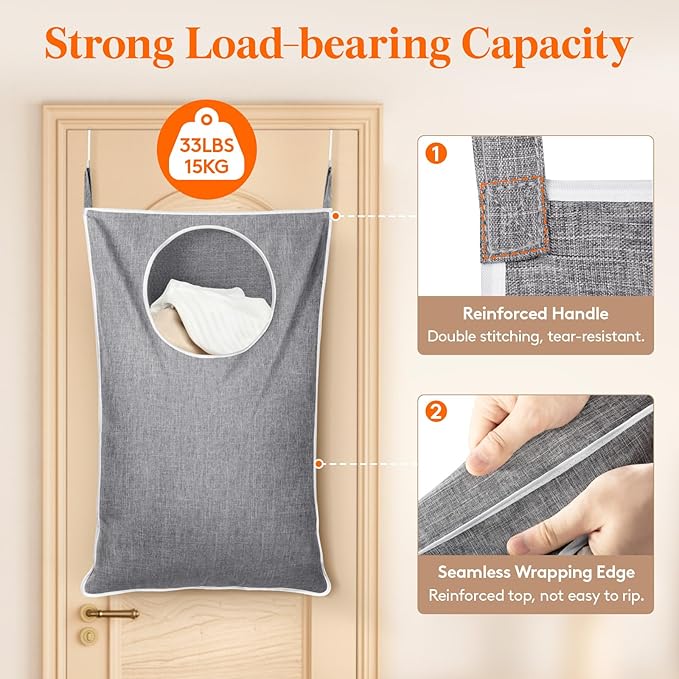 Lifewit 1 Pack Over Door Laundry Hamper, Large Collapsible Hanging Laundry