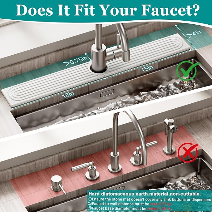 Stone Faucet Mat for Kitchen Sink