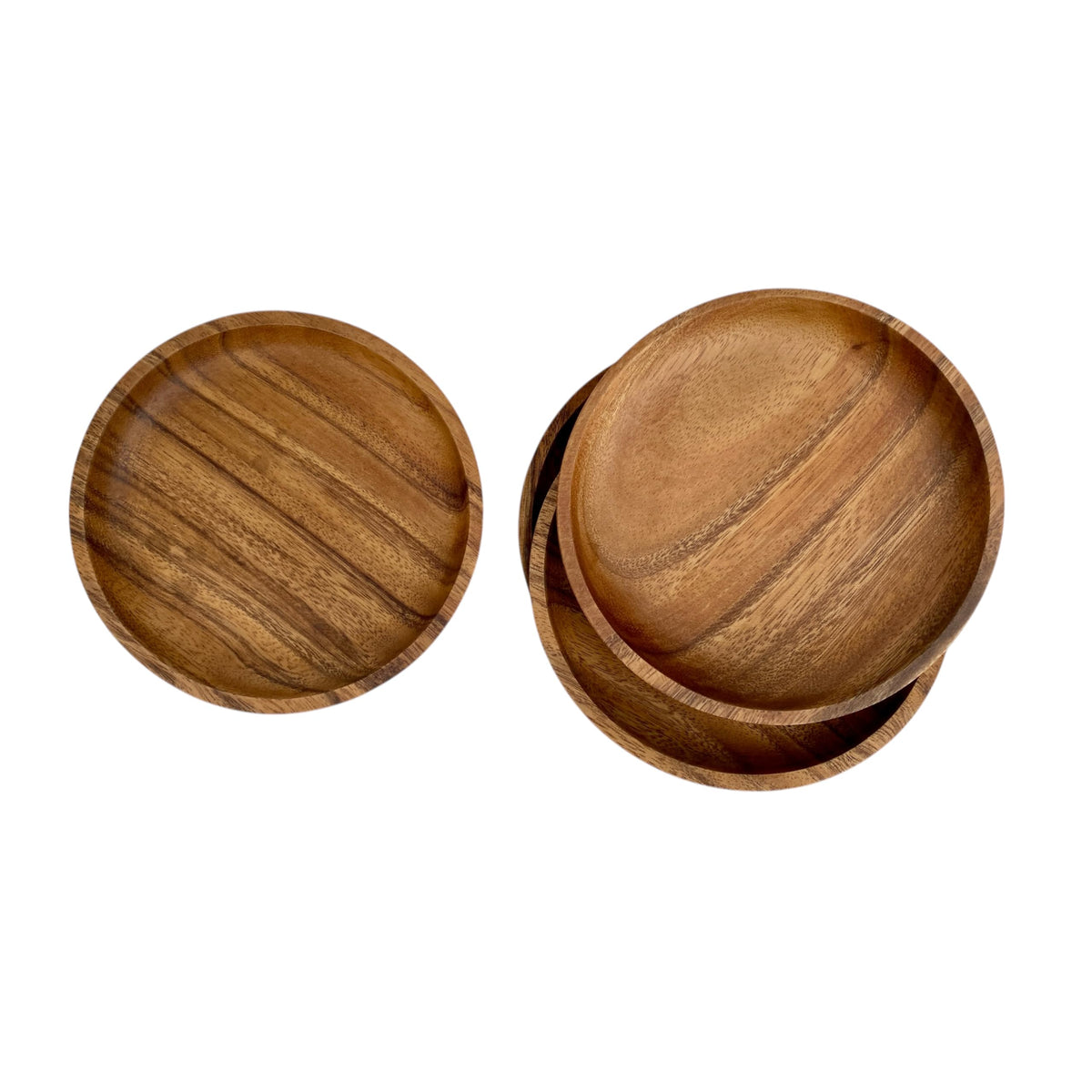 WRIGHTMART Acacia Wooden Plates Set of 4 – 6” Round, 1 Inch Thick Solid Wood Dessert, Snack & Side Plates, Handcrafted Natural Tableware for Appetizers, Bread, Small Portions