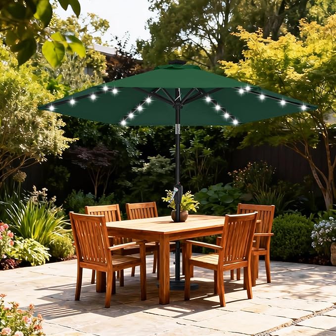 ABCCANOPY Durable Solar Led Patio Umbrellas with 24LED Lights 7.5FT (Green)