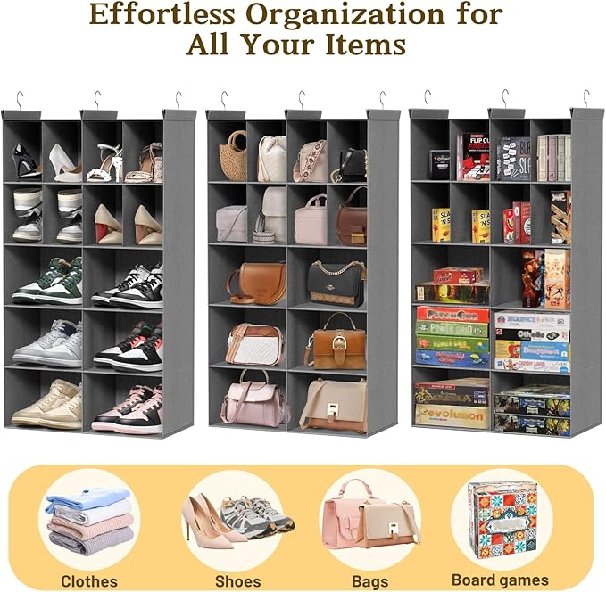 Ofiray-home 5 Tier Hanging Closet Organizer, 14 Compartments Sweater Organizer
