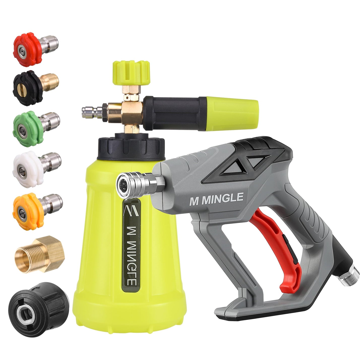 M MINGLE High Pressure Washer Gun with Snow Foam Lance, Compatible with Karcher K2, K3, K4, K5, K6, K7 Hose, 4000 PSI Cannon Foam Blaster Power Washer with 1/4" Quick Connector, 5 Spray Nozzle Tips