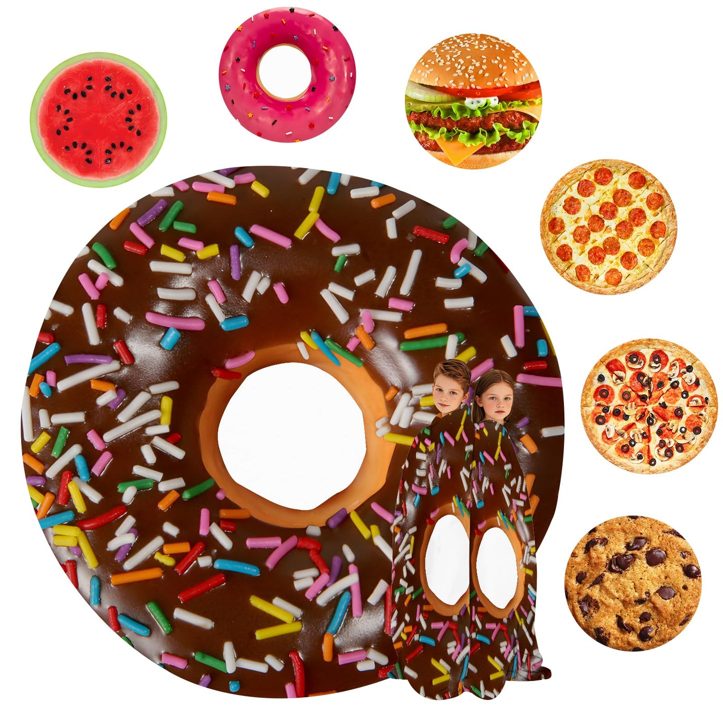 Chocolate Doughnut Donut Blanket for Kids Adults Round Cozy Flannel Funny Gifts Realistic Food Throw Blankets Novelty Soft for Men Women for Bed Couch 60 Inches