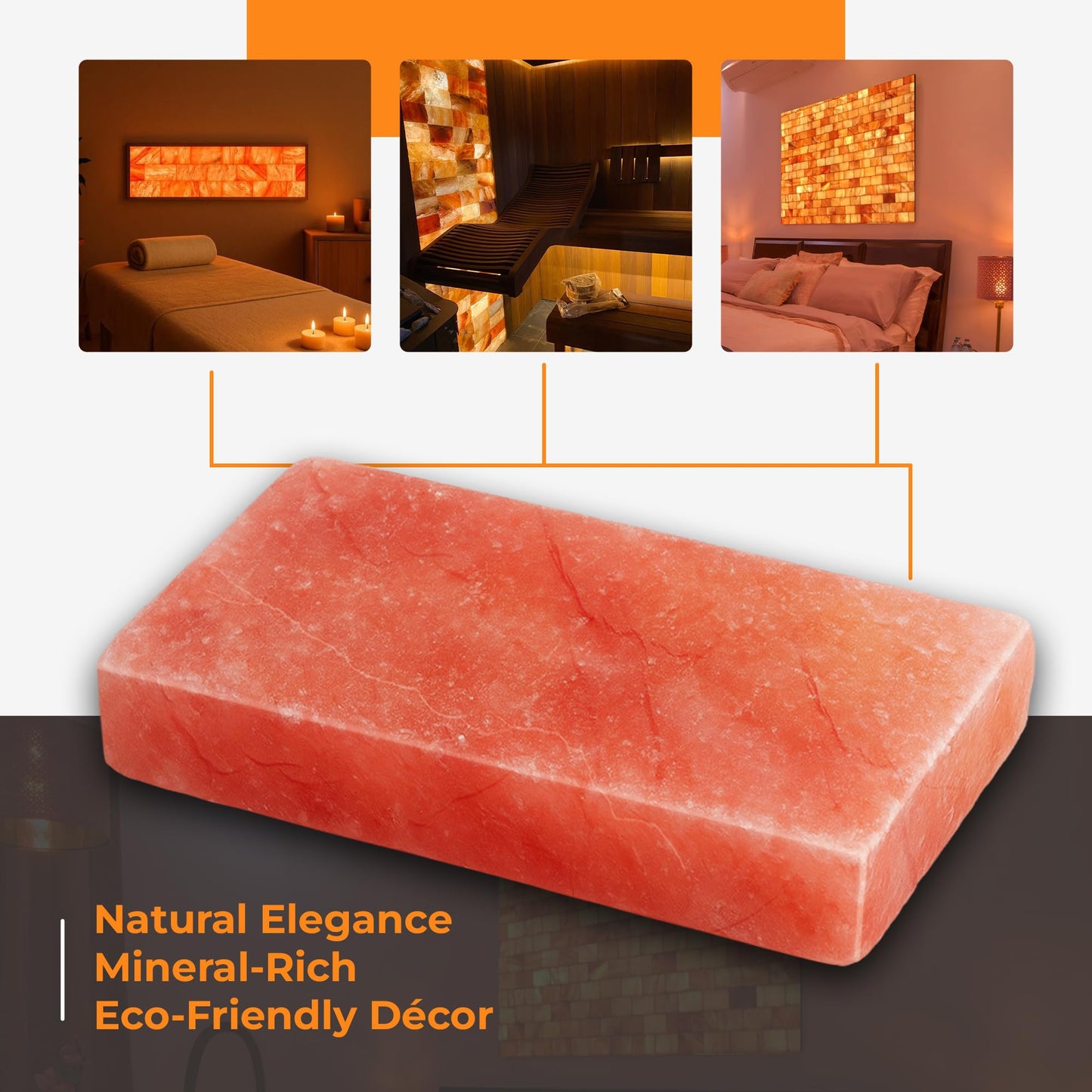 ZK Pack of 20 Himalayan Salt Tiles 8"x4"x1" – Natural Pink Salt Bricks for Sauna Walls, Salt Blocks of 2.5 lbs for Spa Rooms, Backlit Salt Walls & DIY Wellness Décor