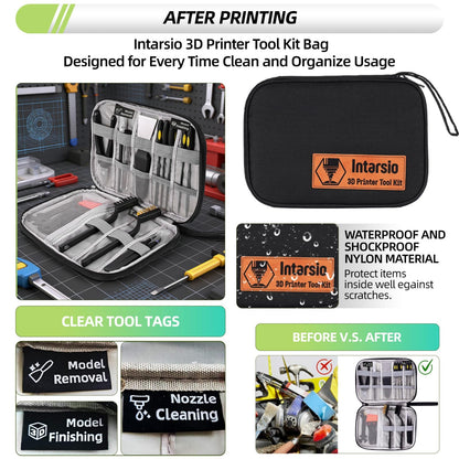 3D Printer Tools Kit, 34pcs 3D Printer Accessories for All FDM/SLA Printers Includes Nozzle Cleaning, Removal Scrapers, Finishing Tools, 5 Types of Files,Brushes, Wire Cutter, Engraving Knife