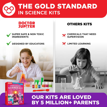Doctor Jupiter Explosive Science Kit for Girls Ages 8-10-12-14 | Birthday Gift Ideas for 8,9,10+ Year Olds | Chemistry Set, STEM Toy Kit with 10 Experiments | Learning & Educational Projects