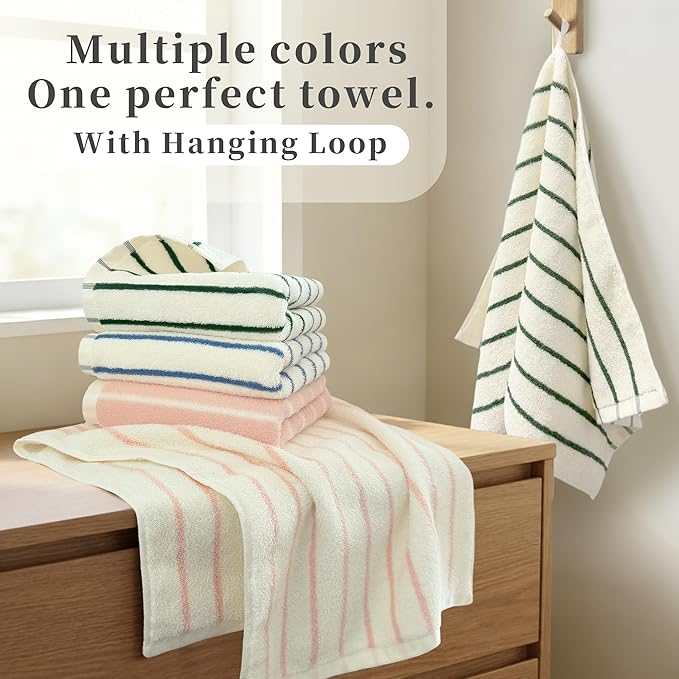 VOOVA & MOVAS 2-Pack Pink Stripe Cotton Hand Towels
