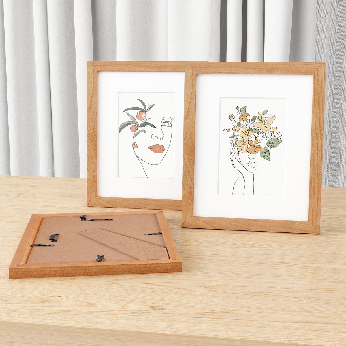 8x10 Picture Frame, Solid Wood Cherry Wood Photo Frame 8 x 10 with Tempered Real Glass, 8x10 Frame Matted to 5x7, Rustic Wooden Frame 8 by 10 for Wall & Tabletop Display (Natural Cherry Color, 3 Pack)