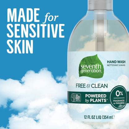 Seventh Generation Liquid Hand Soap Fragrance Free Free & Clean Unscented Hand Soap 12 Fl.oz, Pack of 8