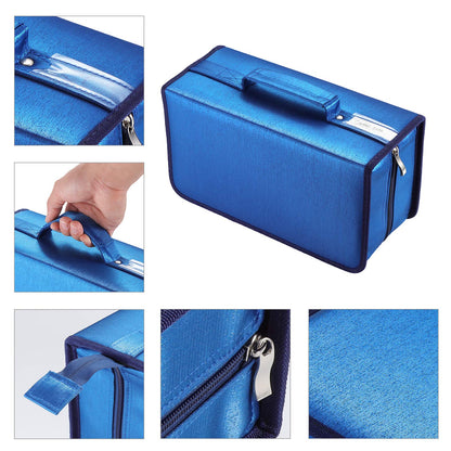 alavisxf xx CD Case, 160 Capacity Nylon CD DVD Storage Wallet Protective Disc Organizer Carrying Case with Card holder (160 Capacity, Blue)