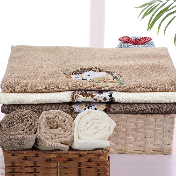 3 Pcs Hedgehog Floral Hand Towels Bathroom Decor Cute Hedgehog Gifts Decorative