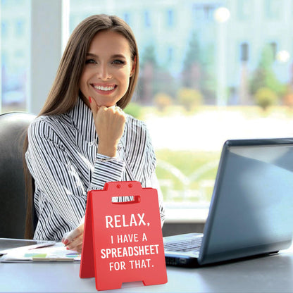 Funny Office Desk Decor for Women, Office Gag Gifts for Coworker Employee Colleague Boss Lady Secretary Accountant, Bosses Day Gifts for Women, Funny White Elephant Gift, Cubicle Accessories Red Sign