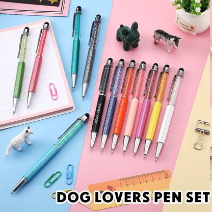 Sabary 12 Pieces Pet Lovers Pens Set Cat Dog Lovers Pen Set Colorful Ballpoint with Funny Phrase Cute Kawaii Gift for Pet Foster Kitty Mom Paw Fan Kitten Vet Office Supplies(Dog Style)