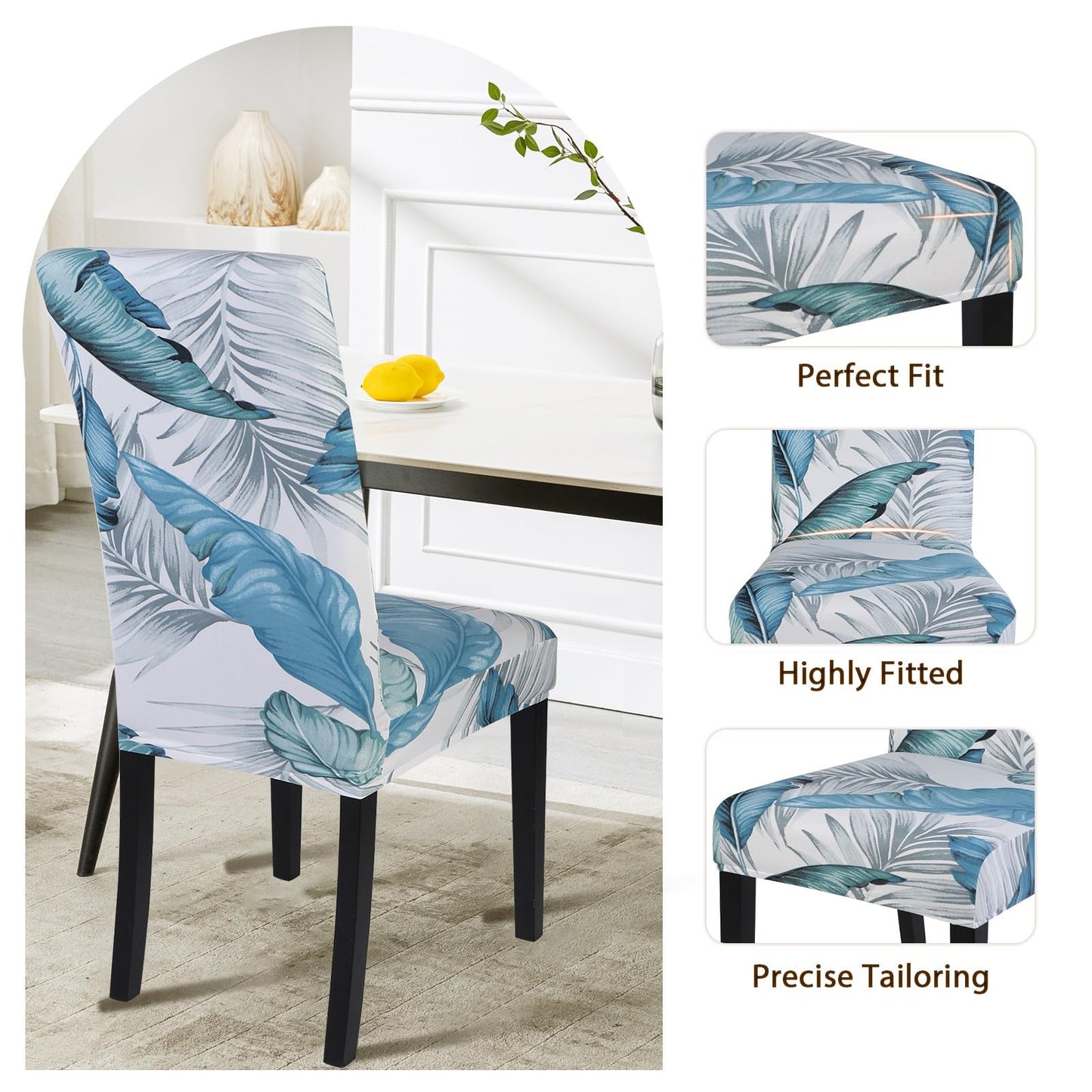 SearchI Dining Room Chair Covers Set of 4, Stretch Printed Parsons Chair Slipcovers Removable Washable Spandex Kitchen Chair Protector Cover for Dining Room, Hotel, Ceremony (Flower Pattern5)