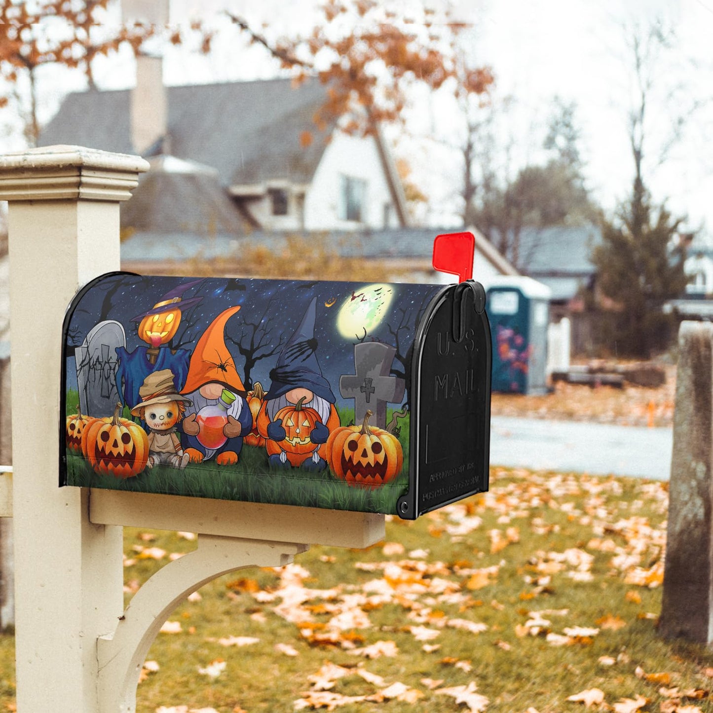 Happy Halloween Gnome Magnetic Mailbox Cover - Large Size 25.5x21 Inch Fall Holiday Wraps for Home Garden Yard Outdoor Decor