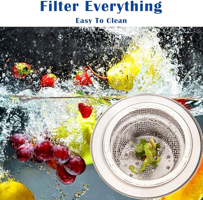 2 Pcs Heavy Duty Stainless Steel Slop Basket Filter Trap, 4.41" Top / 2.44"