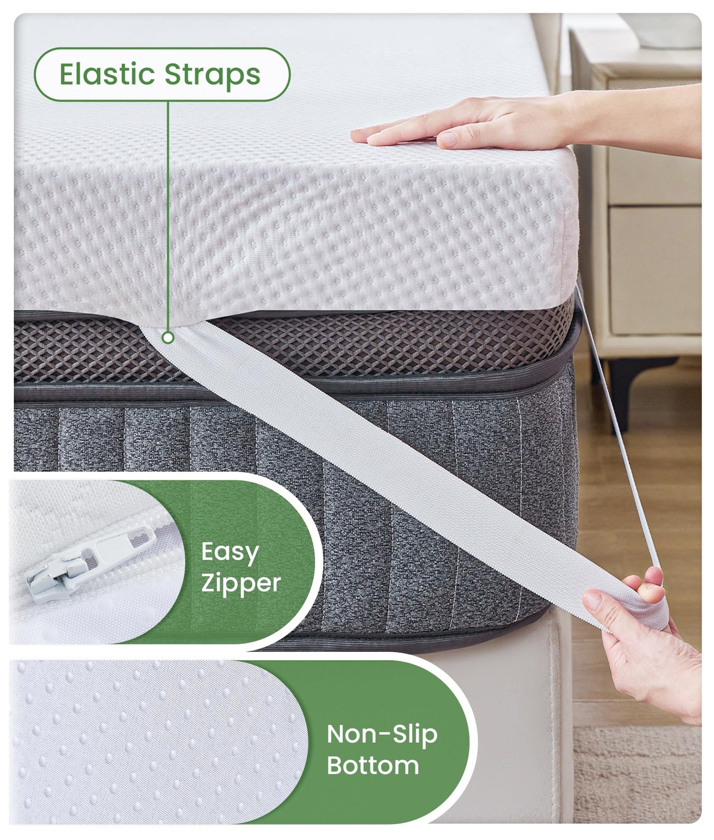 SINWEEK 2 Inch Memory Foam Mattress Topper Twin Size with Breathable Bamboo Cover, Pressure Relief Mattress Pad to Revitalize Old or Sagging Single Beds, Non-Slip and Machine Washable for Easy Care