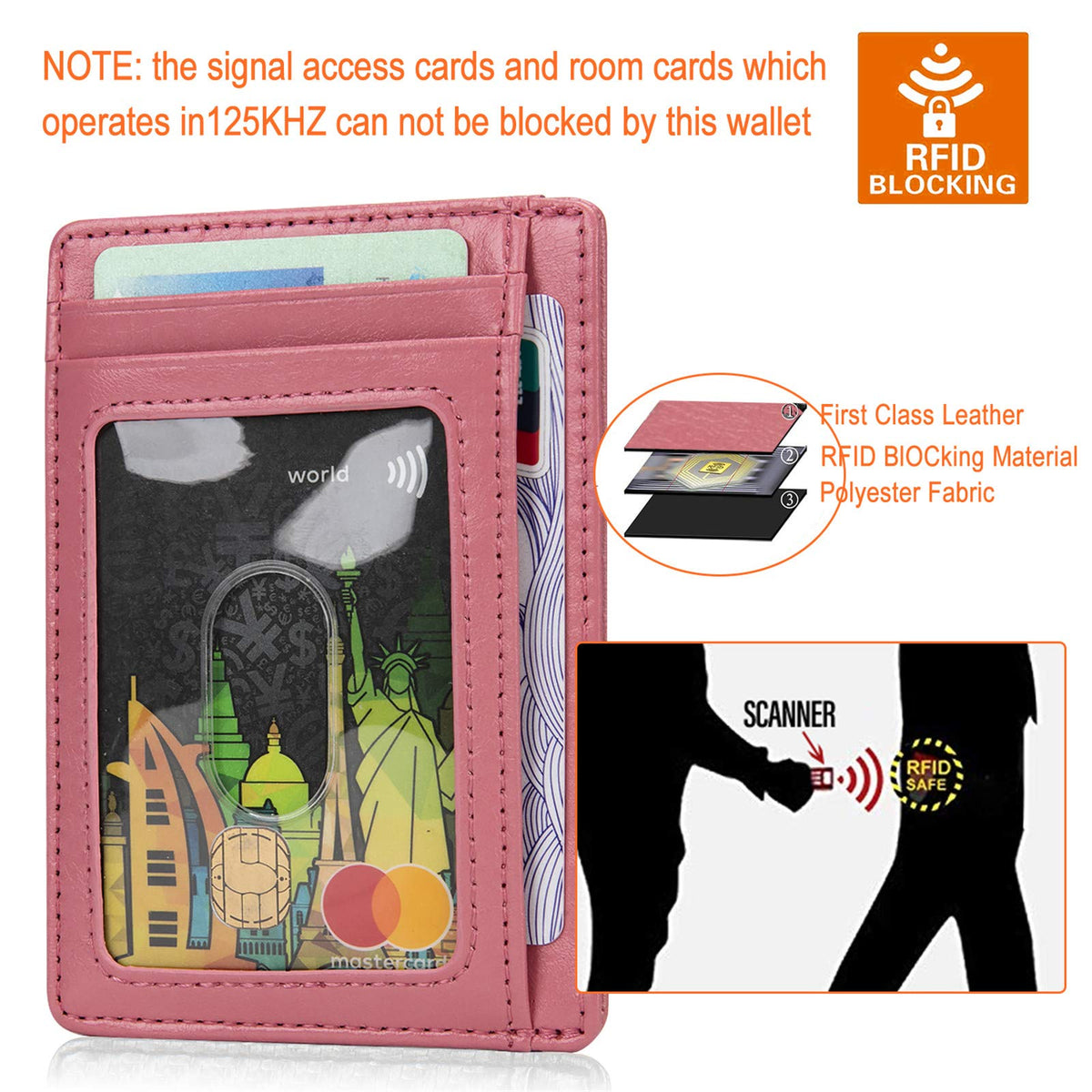GH GOLD HORSE Slim RFID Blocking Card Holder Minimalist Leather Front Pocket Wallet for Women