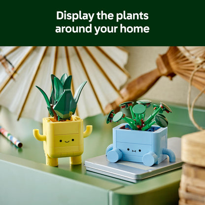 LEGO Botanicals Happy Plants Toy - Crafts Kit for Kids incl. 2 Artificial Plants with 2 Colourful Flower Pots & Interchangeable Cartoon Faces - Nature Gifts for 9+ Year Old Girls & Teens - 10349