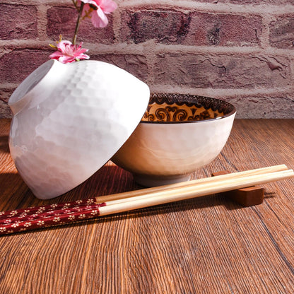 Ceramic Rice Bowl Set with Chopsticks Set of 2, Japanese Style Dining Bowls, Decorative Gift Box Package (2, LM)