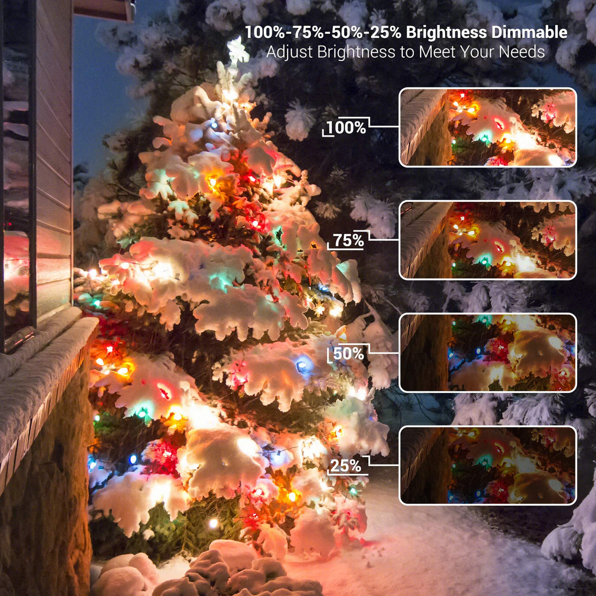 ODEETRONIC Cool White & Multicolor Christmas Lights, 33ft 50 LED C9 Color Changing Tree Lights, Connectable 12 Modes Outdoor Xmas Light with Remote, Dimmable Twinkle Light for Home Party Wedding