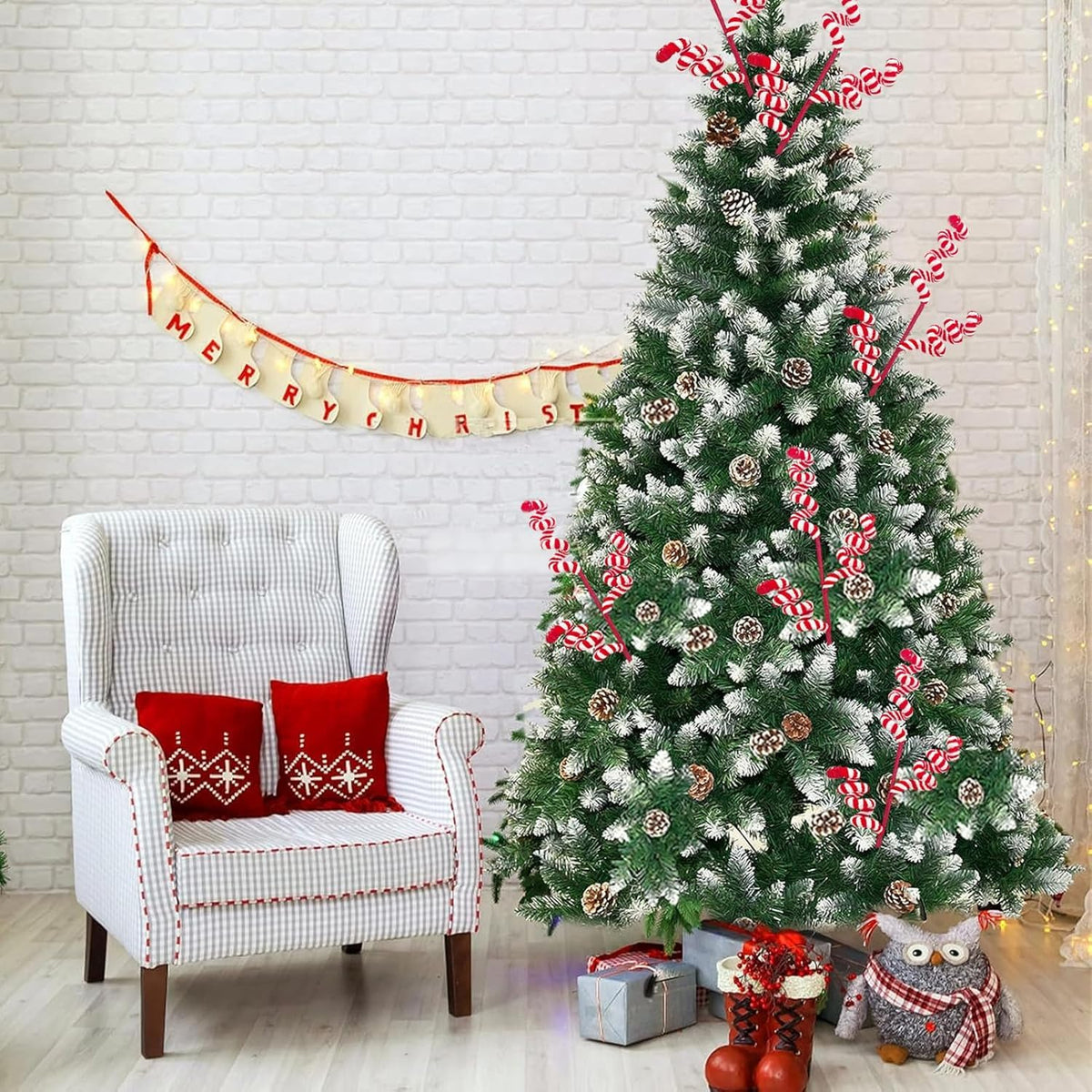 12 Pcs Candy Cane Christmas Decorations, 17 Inch Large Ornaments for Tree Picks, Tree Decorations, Red and White Ornaments, Big Tree Topper Filler