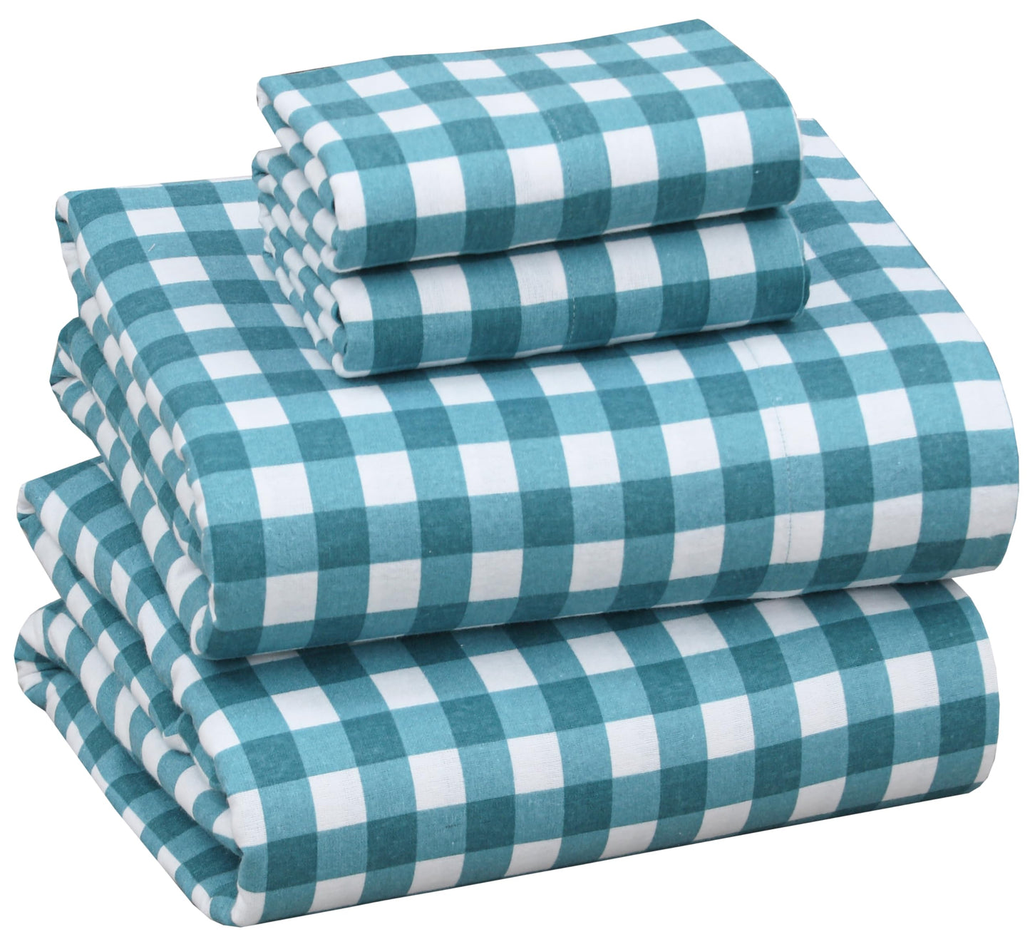 RUVANTI Flannel Sheets Queen Size - 100% Cotton Double Brushed Bed Sheets, Deep Pockets 16 Inches Queen Sheet Set, All Seasons Breathable & Extra Soft - Warm & Cozy, 4 Piece, Cabin Plaid