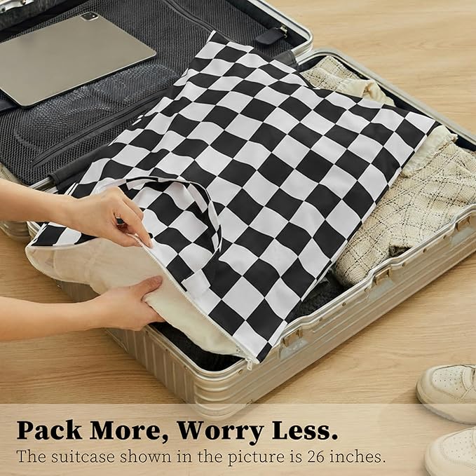 Checkered 2 Pcs Large Travel Laundry Bags