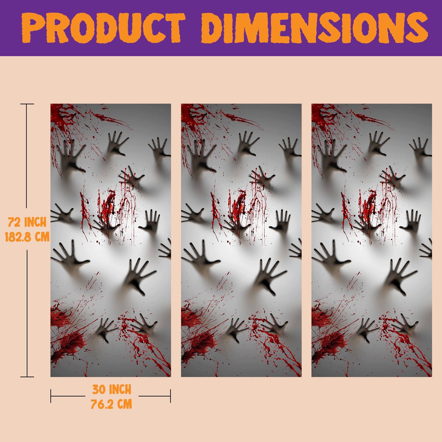 JOYIN 3 Pcs 30”x72” Door Covers Halloween Decorations Indoor, Haunted House Stickers Party Supplies Favors Home Decor Garage Window Wall Zombie Hands