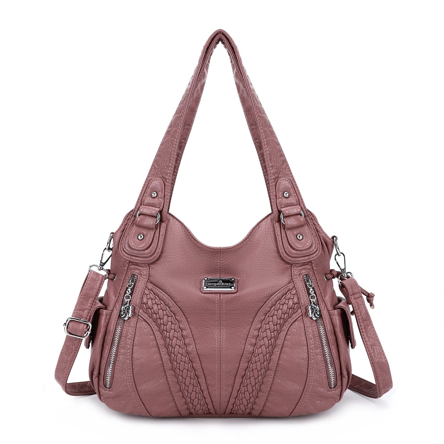 Purses and Handbags Women Fashion Tote Bag Shoulder Bags Top Handle Satchel Purses Washed Synthetic Leather Handbag, 1-1#d.pink, 13.8 * 4.7 * 11.8 inches