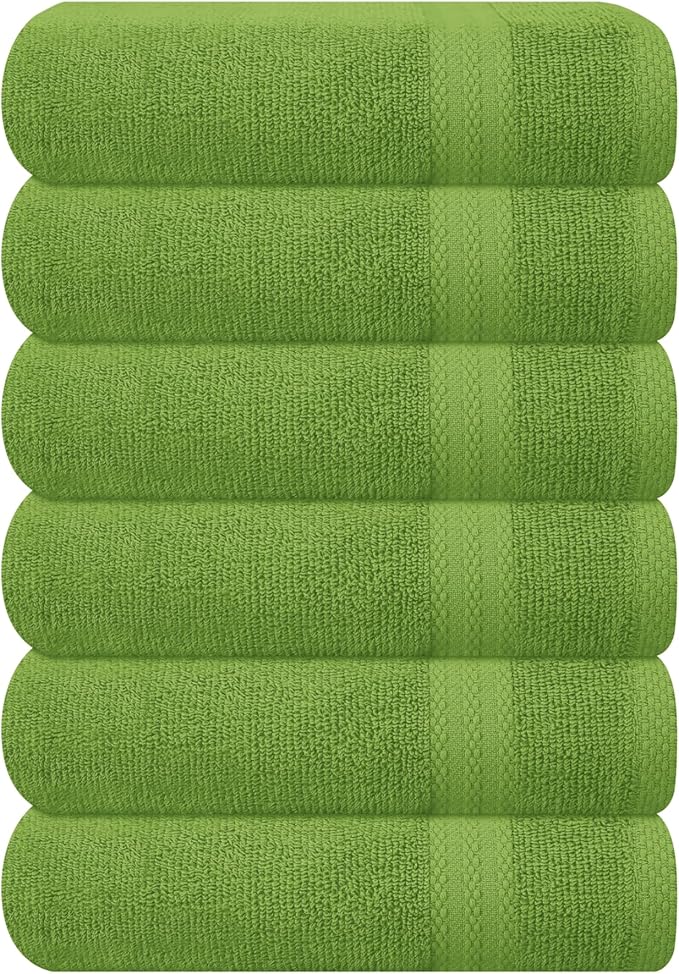 GLAMBURG Ultra Soft 6-Piece Hand Towel Set 16x28-100% Ringspun Cotton