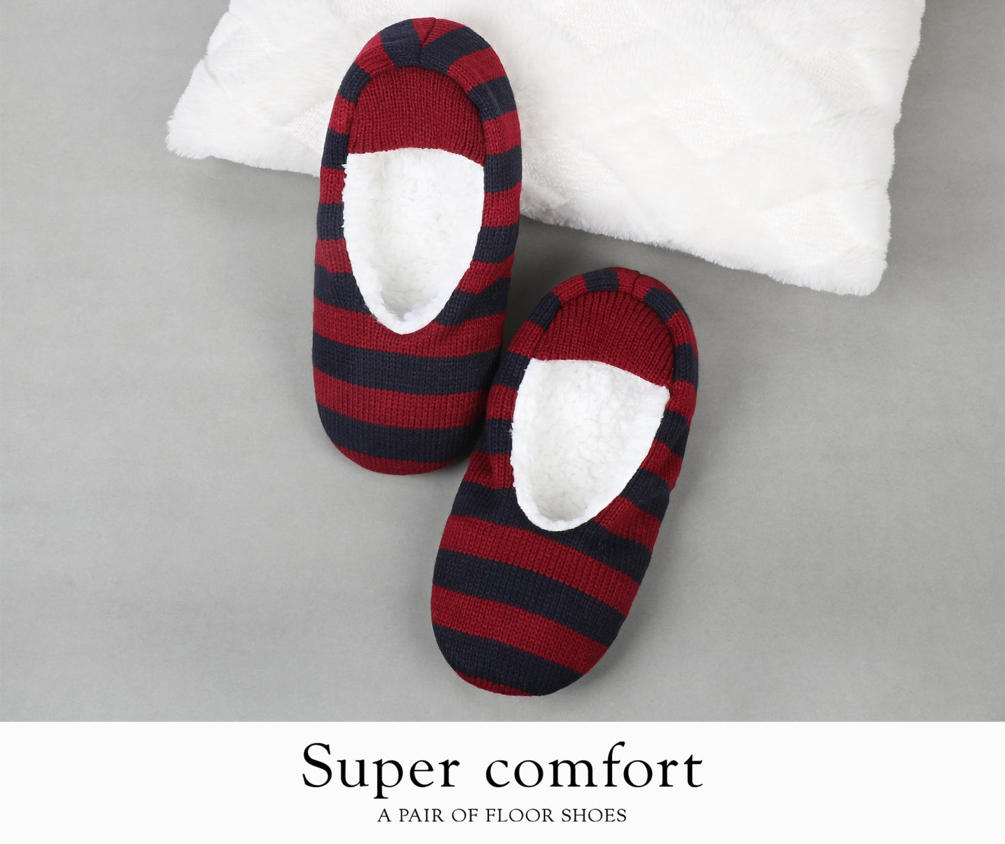 VAGUKU Mens Cozy Soft Sole Slipper Socks With Non Skid Bottoms, Warm Slipper Socks With Grippers For Men, Fuzzy House Slippers(Red Lattice01,10-13)