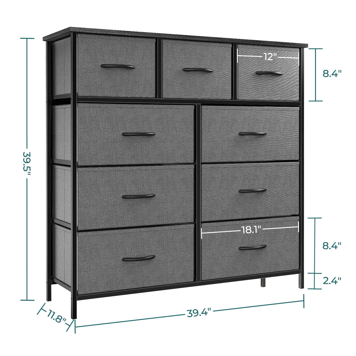 Atilioo Dresser for Bedroom with 9 Drawers, Anti-Tip Fabric Storage Tower