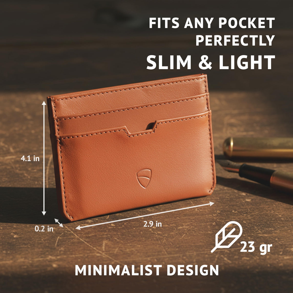 Vaultskin MOORGATE Slim Card Holder – Minimalist Leather Wallet with RFID Blocking, Front Pocket Credit Card Case for Men & Women (Chestnut Brown)