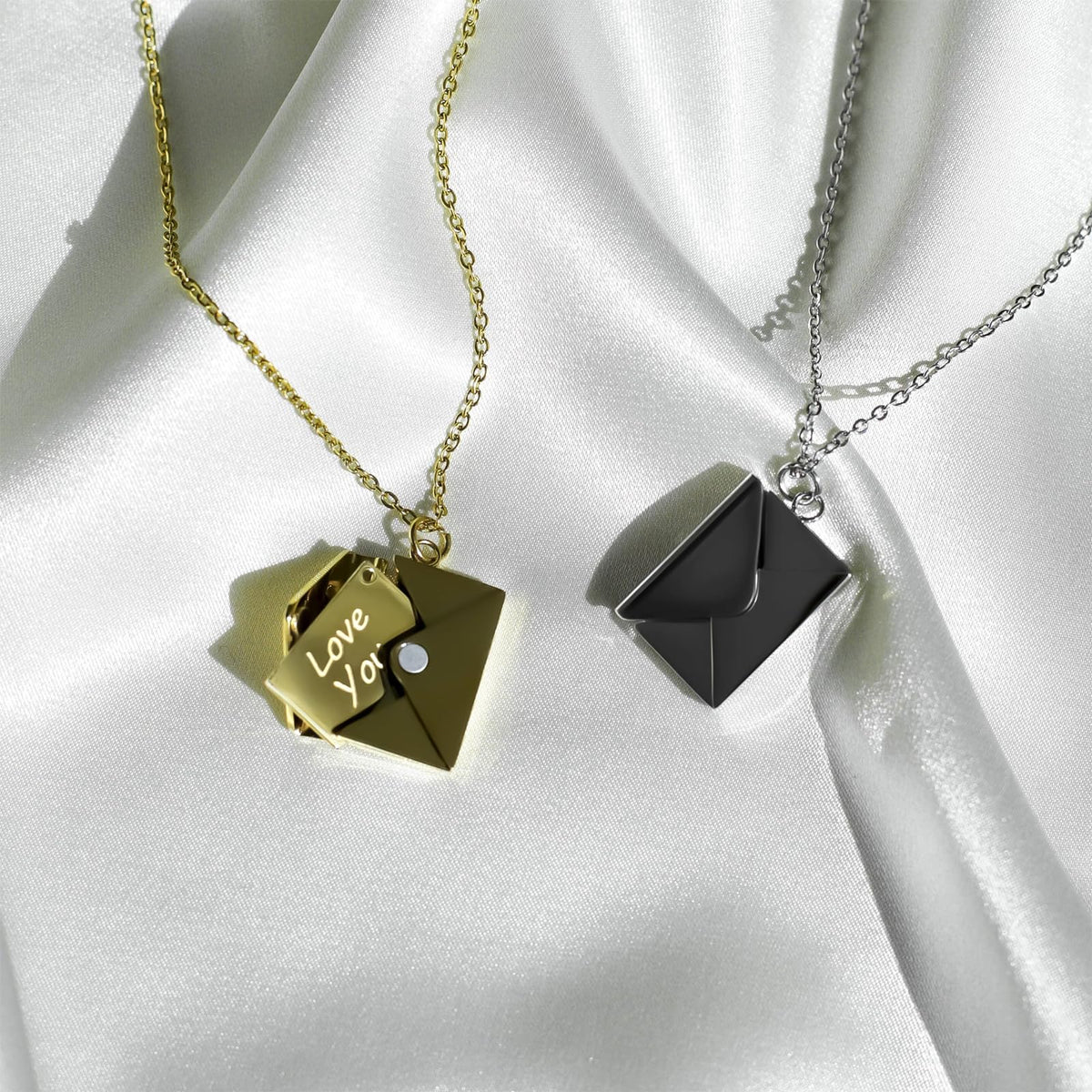 ziella Personalized Envelope Locket Necklace for Women,To My Love-Envelope Love Letter Necklace,Custom Photo Message Jewelry Gift For Girlfriend