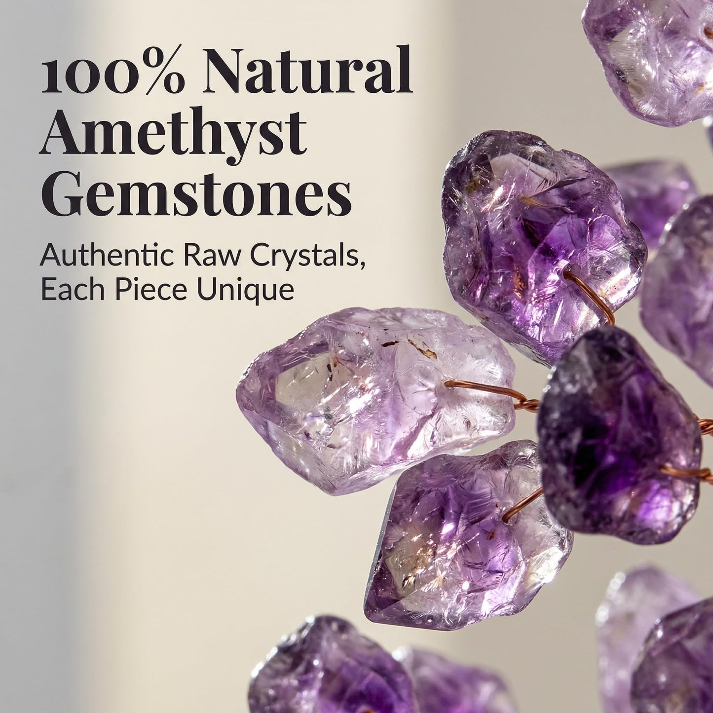 Handmade Natural Amethyst Crystal Money Tree | Healing Crystal Bonsai Tree for Positive Energy, Good Luck, Wealth | Home Office Bedroom Desk Decor, Meditation Spiritual Gift, 24cm (Medium)
