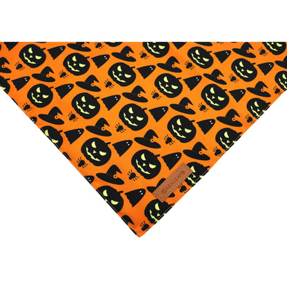 Realeaf Halloween Dog Bandanas 2 Pack, Pumpkin and Spider Web Bibs, Triangle Reversible Fall Pet Scarf, Premium Durable Fabric, Adjustable Fit (Small)