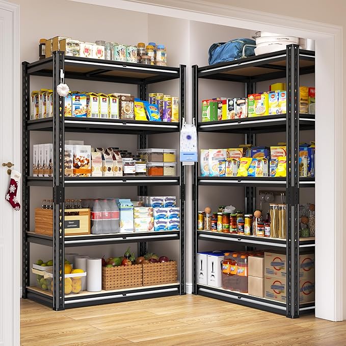 REIBII Storage Shelves 2020LBS Garage Shelving Heavy Duty Metal Shelving 5 Tier Metal Shelf for Garage Pantry Closet Kitchen Basement 28" W x 12" D x 59.8" H, 4 Pack