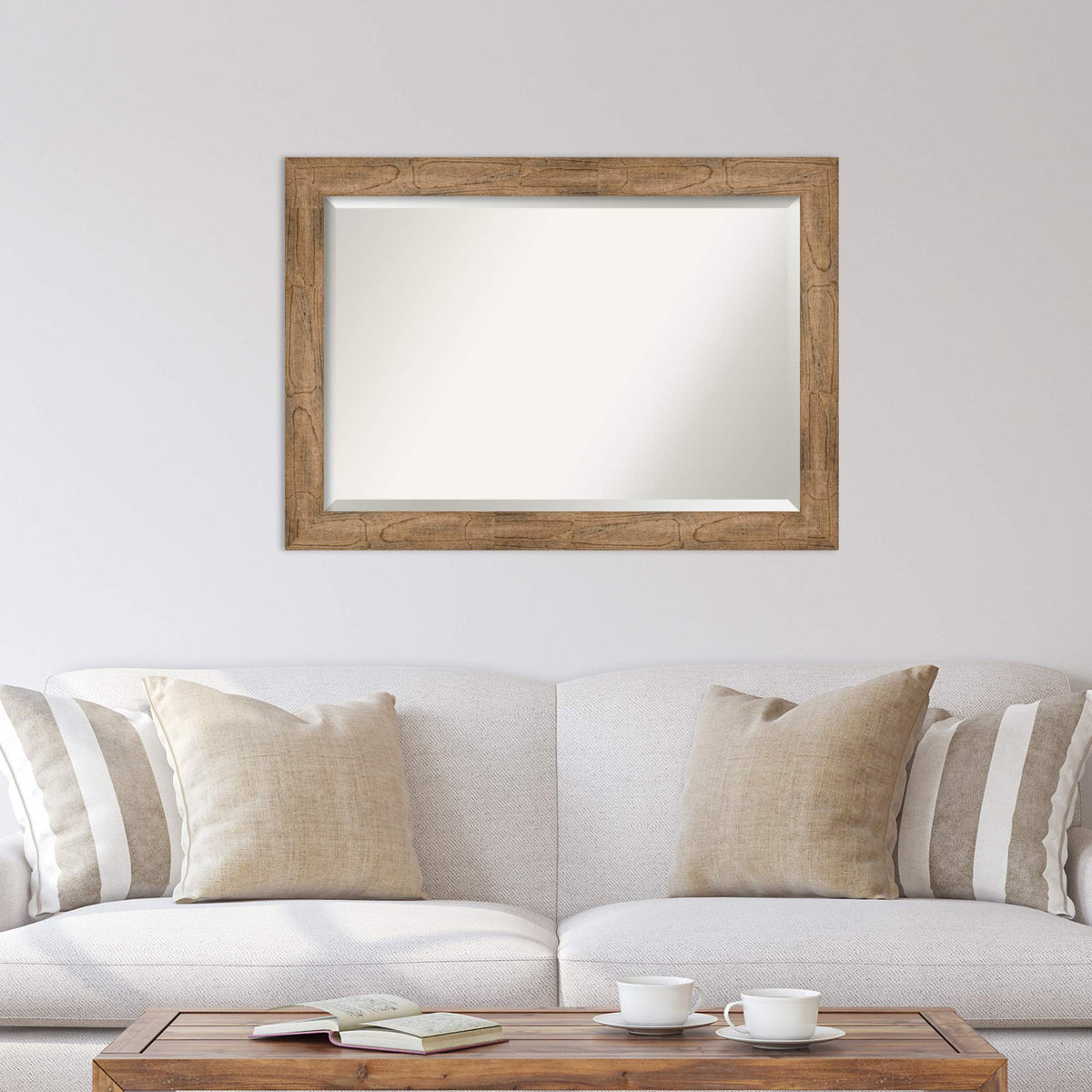 Amanti Art Brown Wall Mirror 30x42 Owl Brown Rectangle Bathroom Mirror for Wall Decor Living Room, Large Country Rustic Wood Frame, Hangs Horizonally and Vertically, Bathroom Decor, Beveled Edge