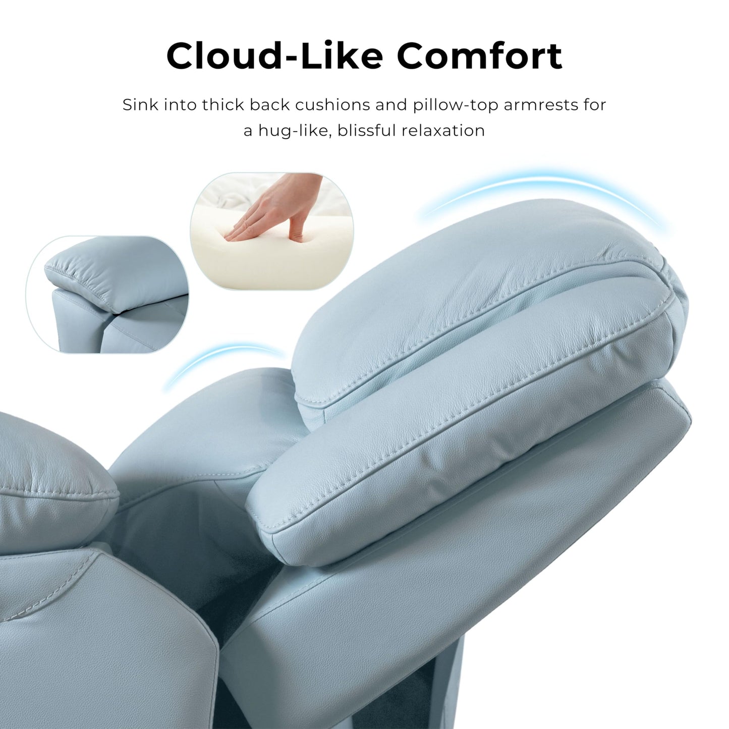 Furniture of America Sorin Modern Leather Recliner Loveseat with Pillow Armrests and High Density Foam, Reclining Sofa, Comfortable Couch for Living Room, Office, FSC Certified, Off-White