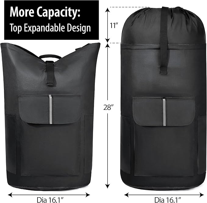 BeeGreen Black-Laundry-Bag-Backpack-Extra-Large-Heavy-Duty, 125L Portable
