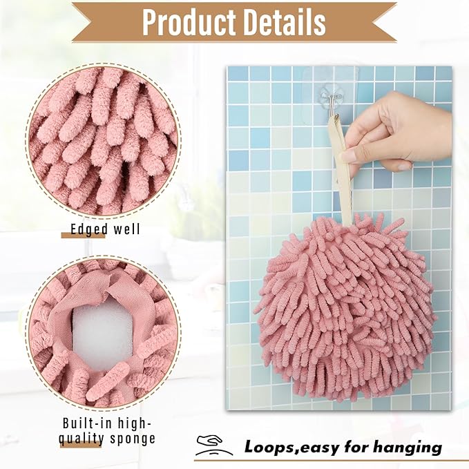 Macarrie 12 Packs Fluffy Towel Chenille Hand Towel Absorbent Fast Drying Hand